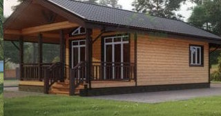 Проект одноэтажного дома из бруса с террасой - Строительство в Хабаровске от Проект Строй Монтаж от 134251 руб.